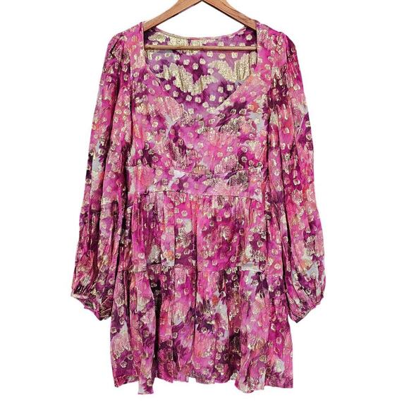 LoveShackFancy Willis Metallic Mini Dress Pre-Dawn Sky Size Medium - Picture 5 of 8